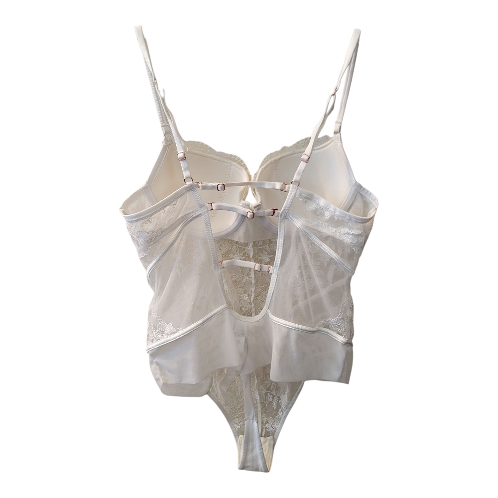 Noir by Hunkemöller Corseted Sheer Lace Bodysuit in White-Sz 34B - Picture 2 of 6